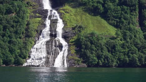 amazing view of the seven sisters waterfall in geiranger, norway