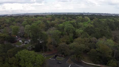 aerial wide reverse pullback shot of the old charles town landing along the banks of the ashley river at albermarle point, south carolina