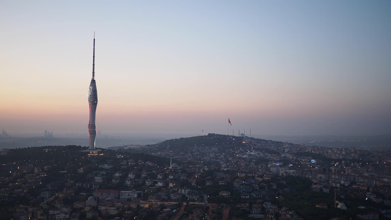 Camlica Tower and Istanbul Cityscape at Sunset