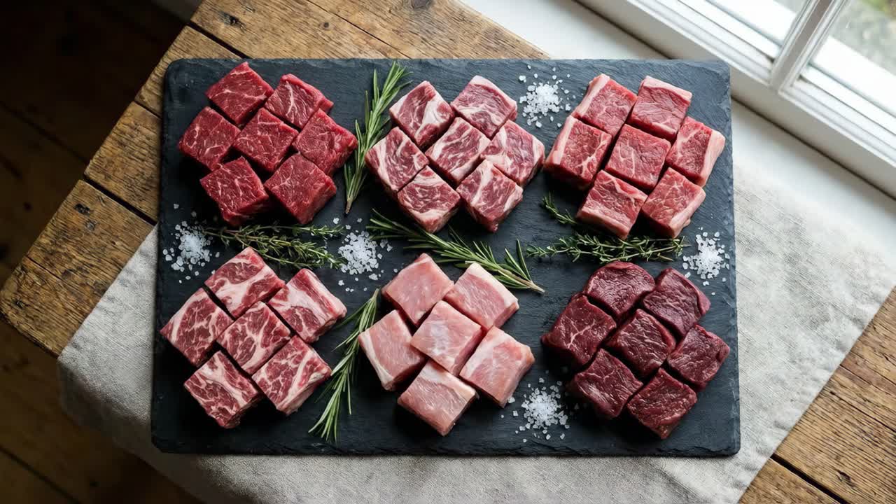 Pilihan Daging Mentah Berbentuk Kubus