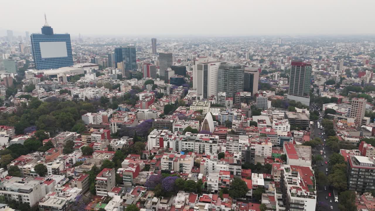 CDMX real estate skyscrapers and buildings in Colonia Napoles. Aerail view