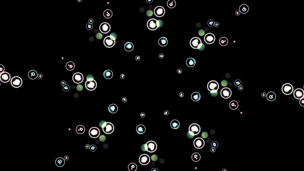 For editorial use only. Flying banners of the most popular social media companies in the world. Animation. Kaleidoscope formed my company logotypes