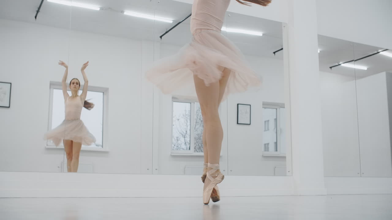 Ballerina in Pointe Shoes Practicing