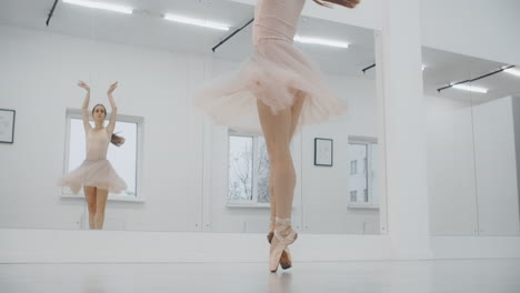 ballerina in pointe shoes practicing