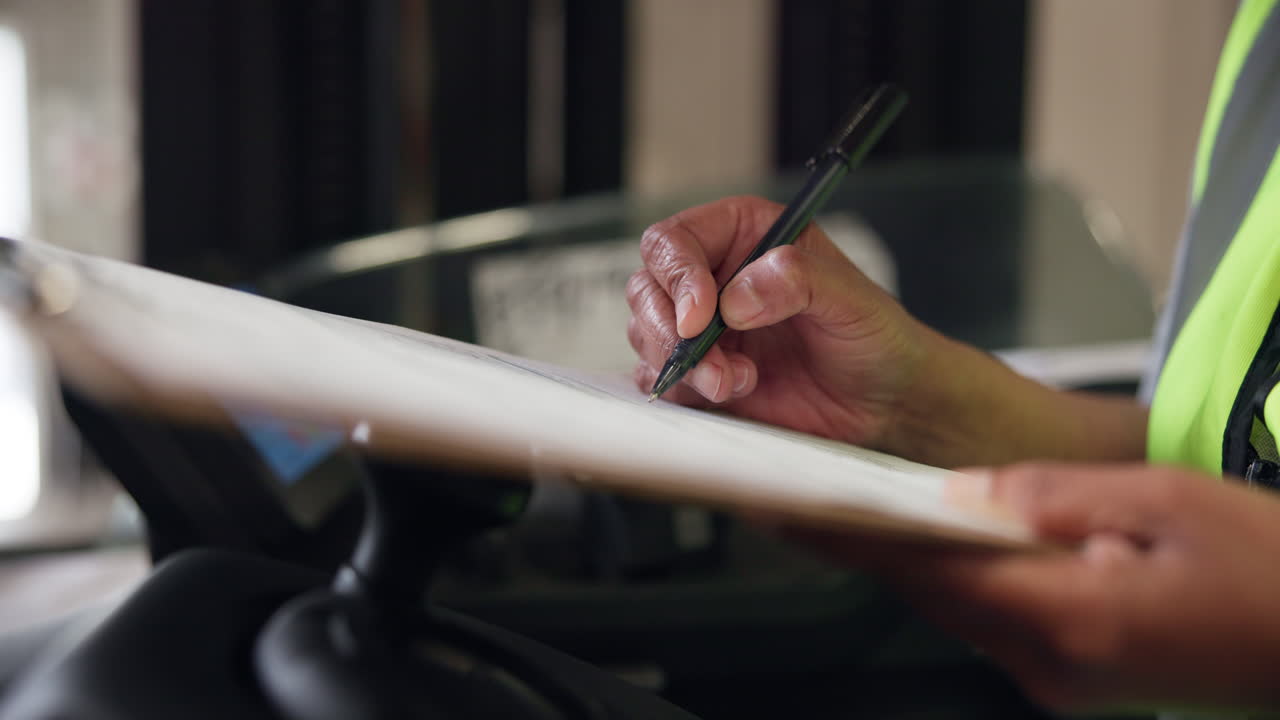 Close Up of Hand Writing on a Clipboard