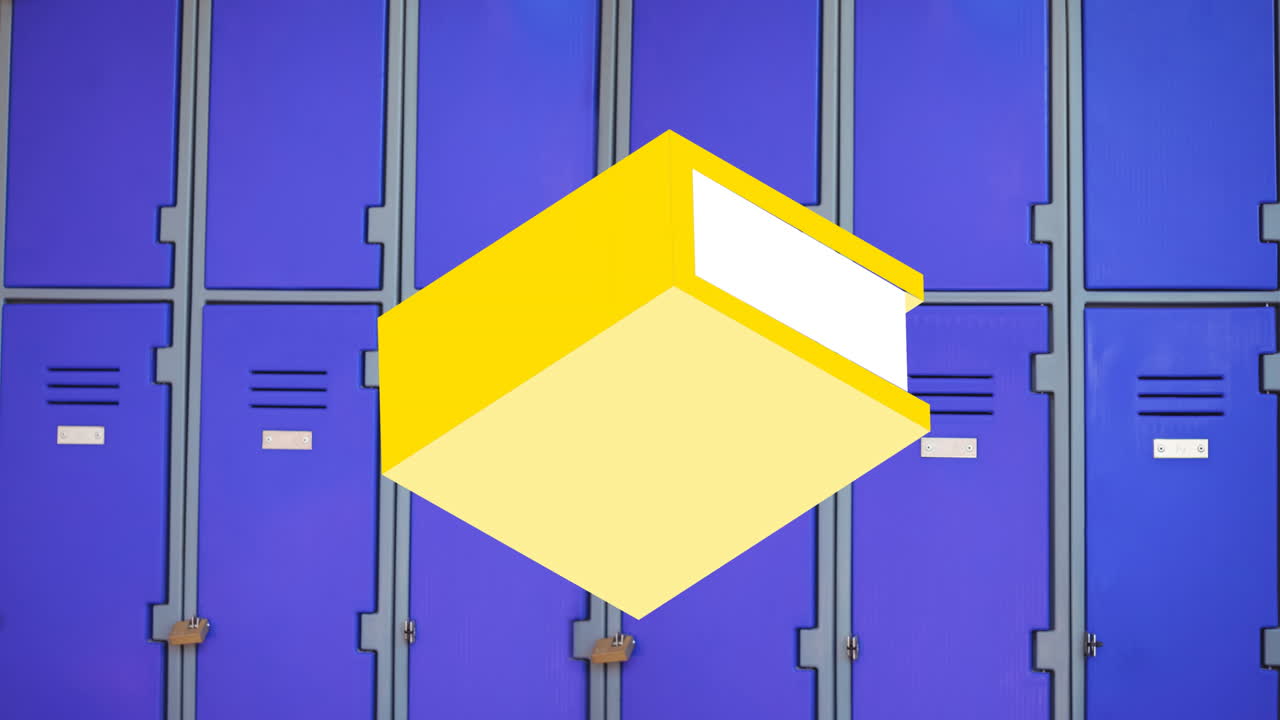 анимация школьных предметов икон, движущихся над шкафчиком