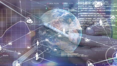 procesamiento de datos del mercado de valores en todo el mundo contra la sección media de personas que usan teléfonos inteligentes