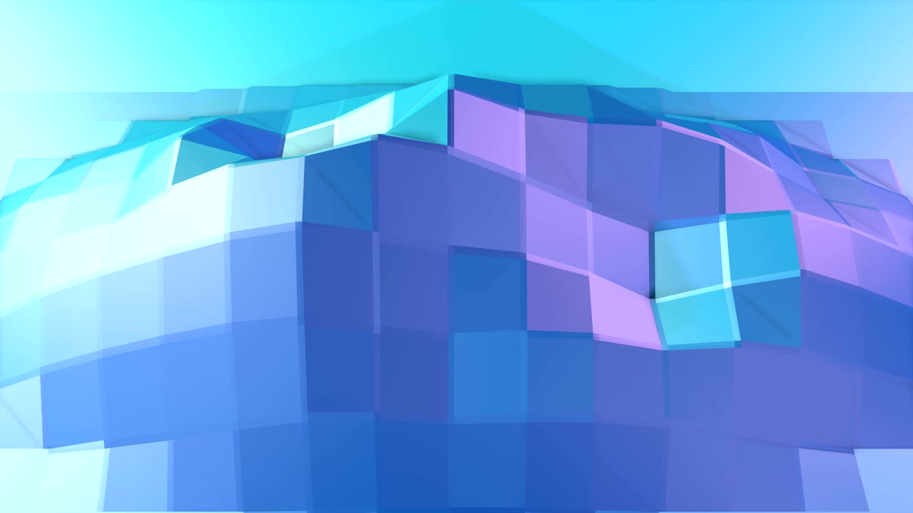 abstracto simple azul violeta baja poli superficie 3d como campo cibernético. fondo de movimiento poli bajo geométrico suave con polígonos puros azul violeta. fondo de bucle sin costuras 4k fullhd