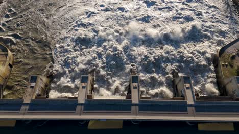 aerial view from drone captures stunning dam powerful water flow