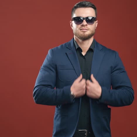 Man posing on studio background