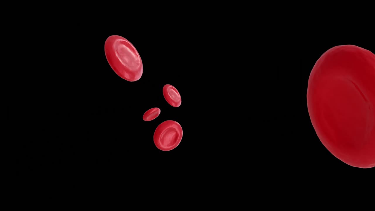 Animation of micro of red blood cells on black background