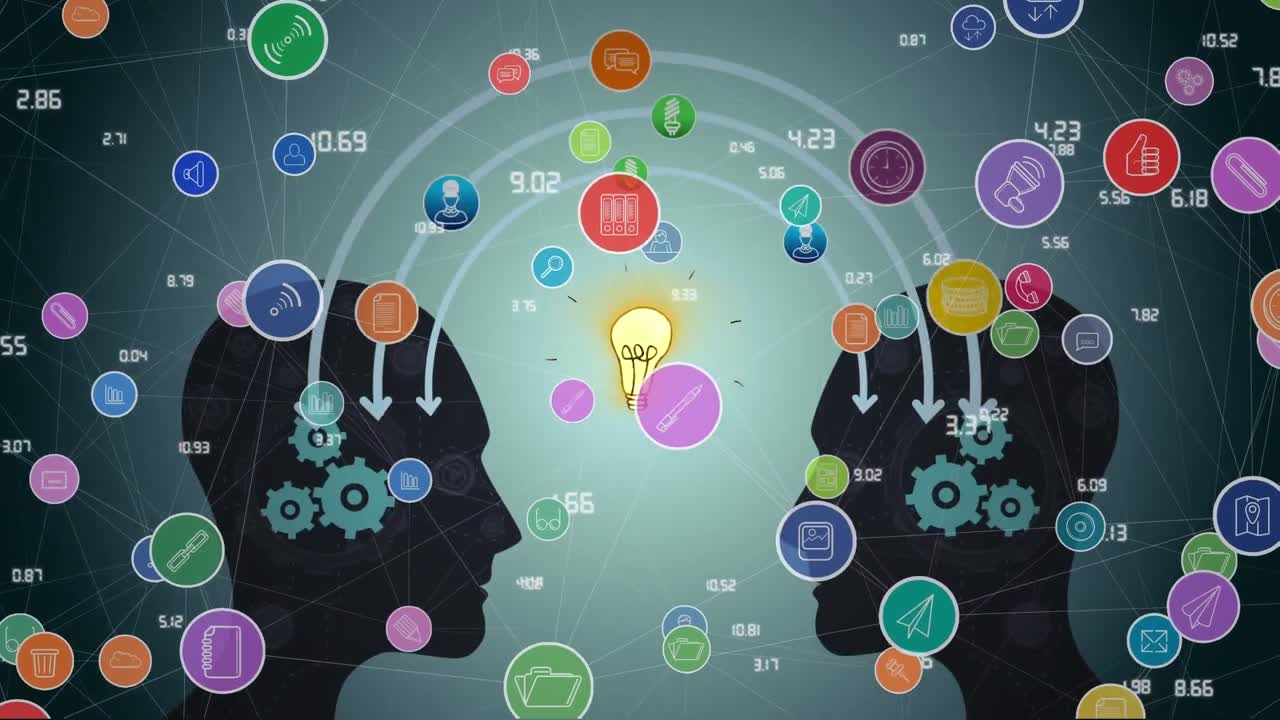 녹색 배경에 아이콘으로 연결 네트워크의 애니메이션