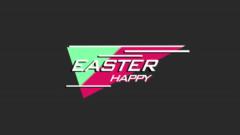 happy easter logo colorful triangle with bold letters in fun shades of green, pink, and yellow