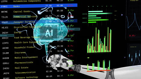 animation of ati text, brain and data processing