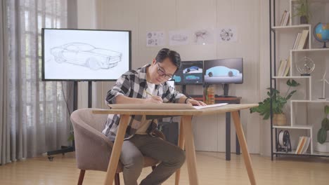 diseñador de automóviles en el trabajo
