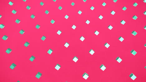 3d turquoise squares on pink background