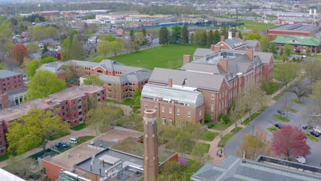 aerial of prominent university in usa