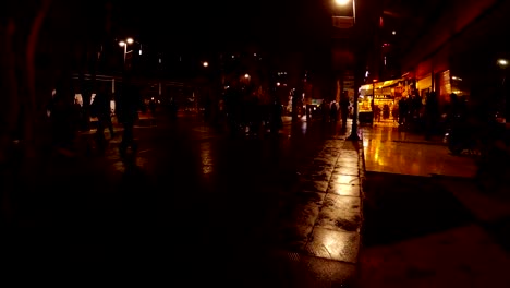 spring evening street with  passersby and little cafe ankara