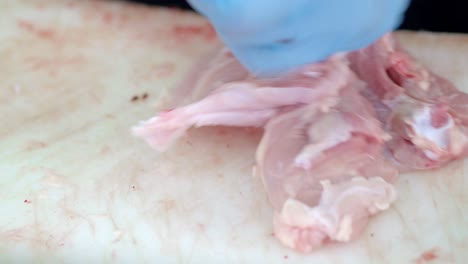 deboning raw chicken
