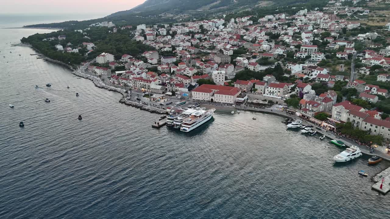Bol city town harbour port brac island croatia drone aerial view summer balkans country adriatic sea Dalmatian coast