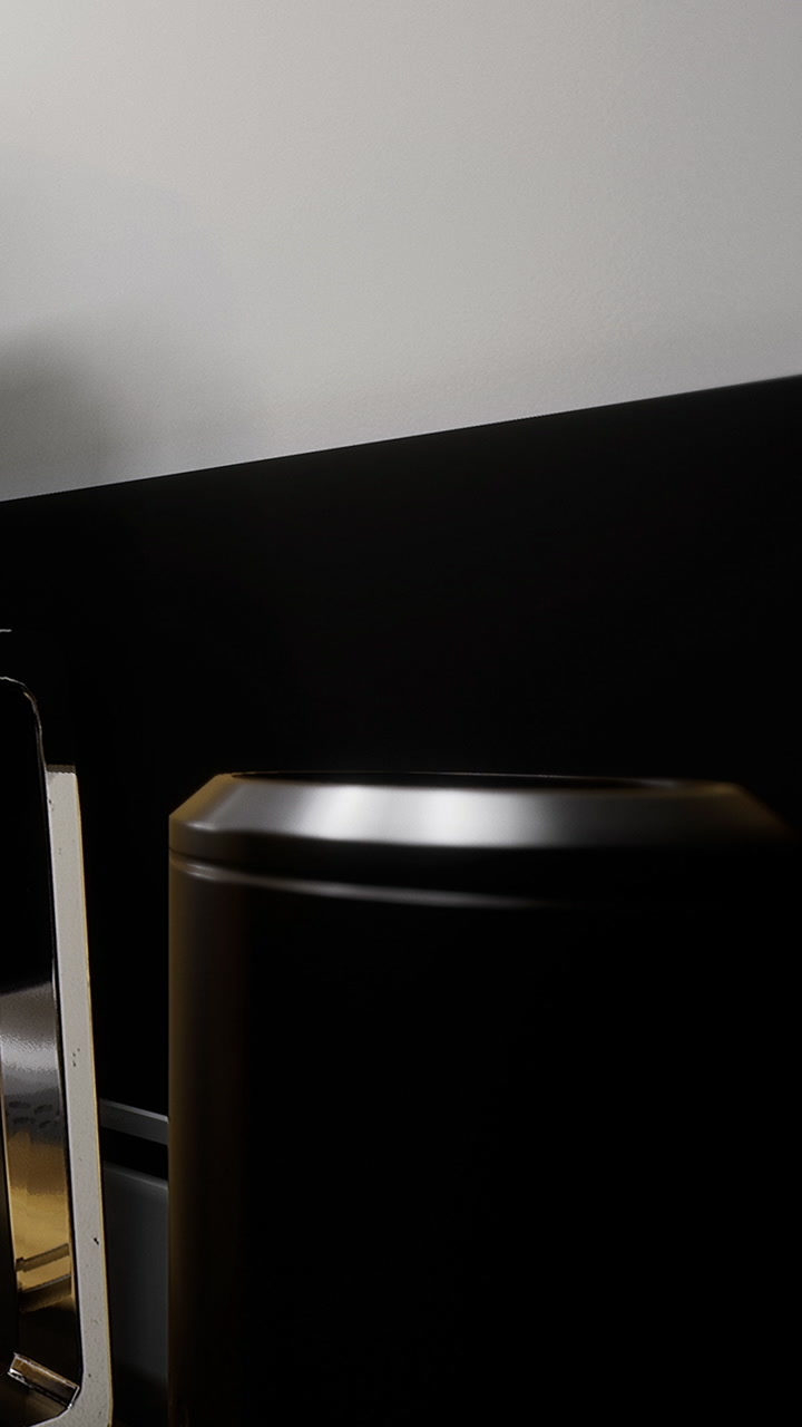 Coffee brewing in a stylish black machine on a serene morning
