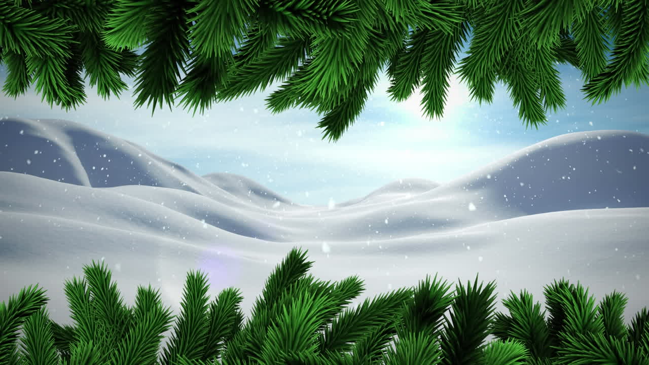 겨울 풍경 위 에 있는 소나무 가지 들 의 애니메이션