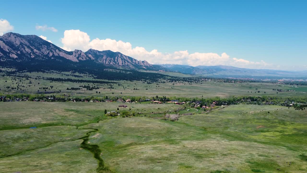 Drone view of Boulder flatirons