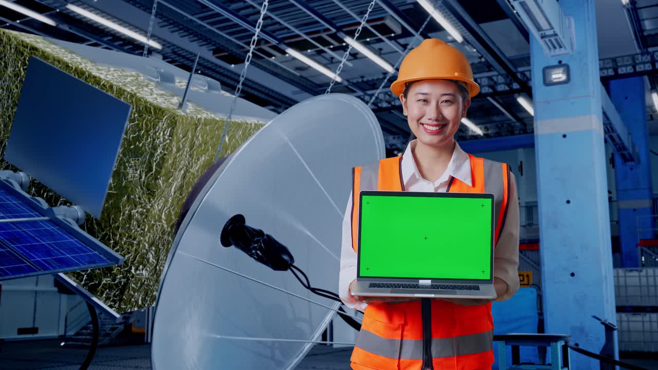 시설에서 위성 기술에 종사하는 엔지니어