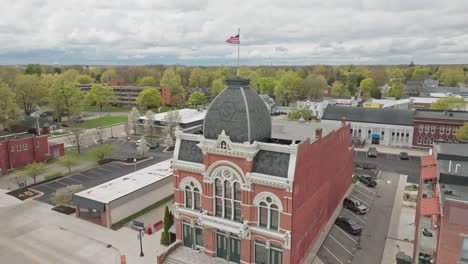 Tibbits-historic-Opera-House-in-Coldwater,-Michigan-with-drone-video-moving-in-a-circle