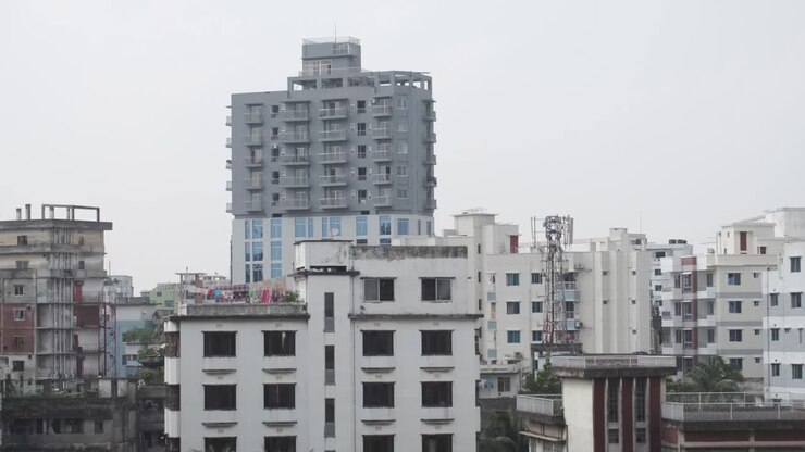 Vista urbana di edifici in Bangladesh