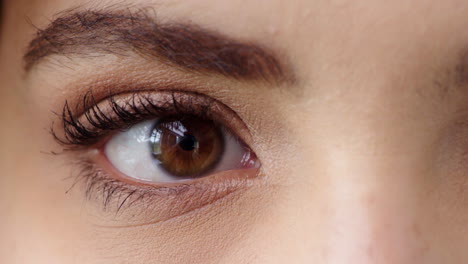 closeup portrait of the eye of a woman blinking