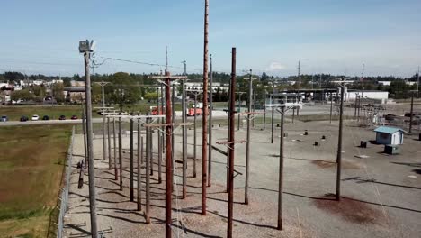 telephone poles training grounds for enhancing skills of students at bates technical college in tacoma, washington