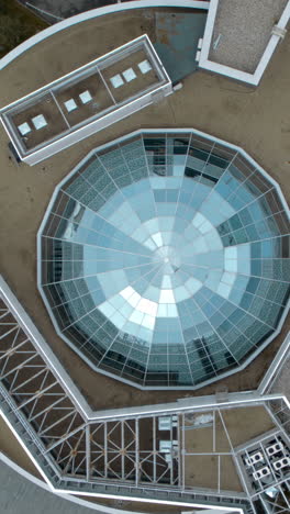 aerial view of a building with a glass dome