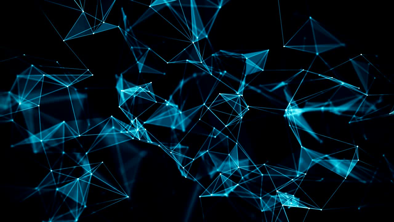 fondo geométrico azul abstracto con líneas y puntos en movimiento. animación cg en bucle