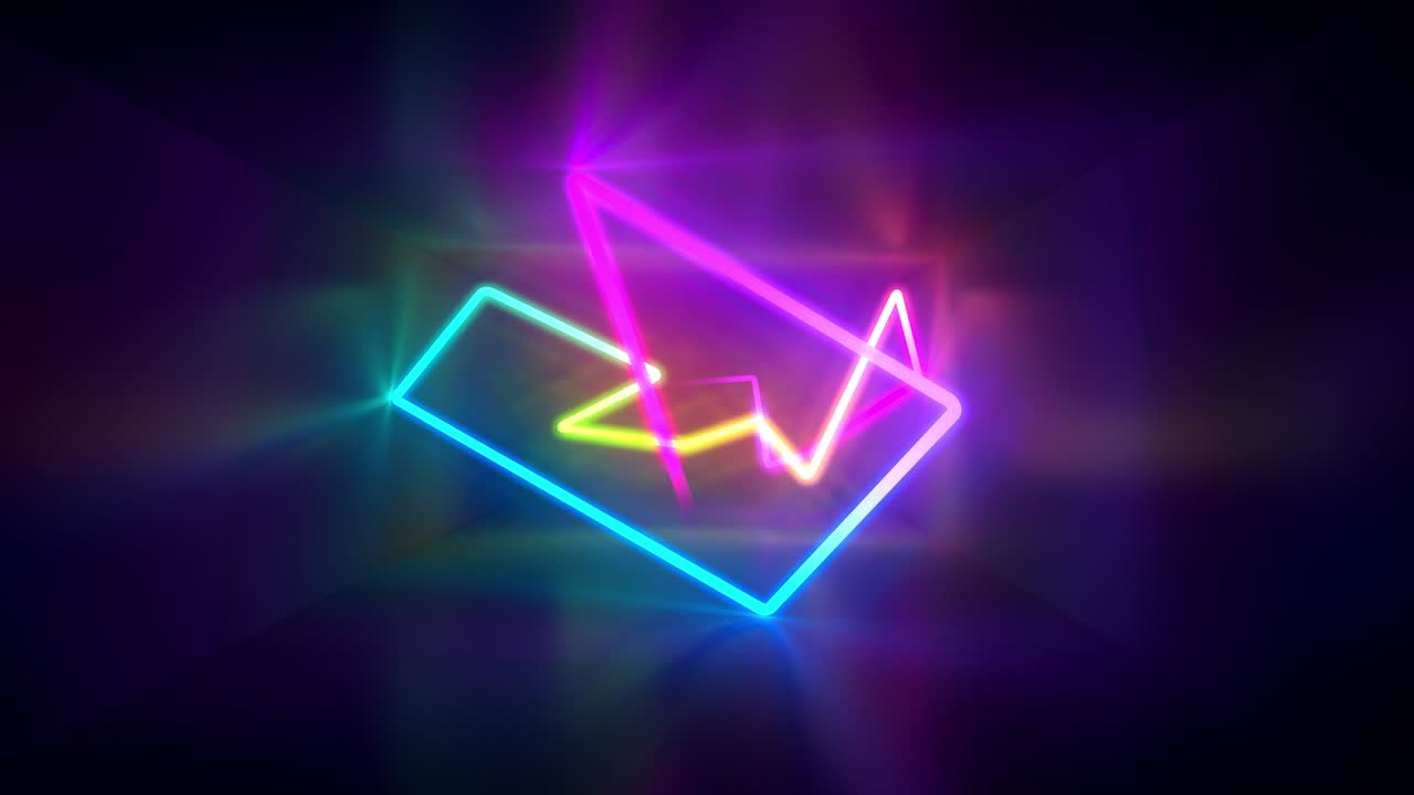 다채로운 빛나는 선들이 정의되지 않은 공간에 그려집니다.