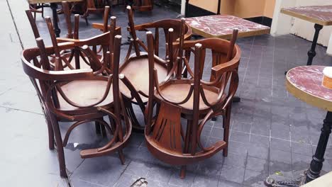 Empty Outdoor Cafe Chairs and Tables
