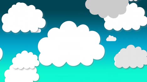 Múltiples-Iconos-De-Nubes-Cayendo-Sobre-Fondo-Azul