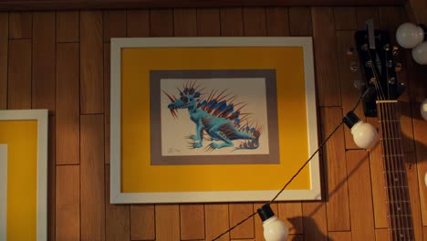 framed dragon artwork in a room