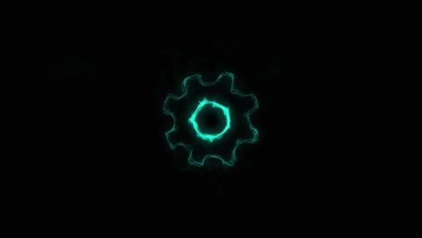 icono de rueda de engranajes aislado en fondo blanco. líneas conectadas con puntos. líneas plexo