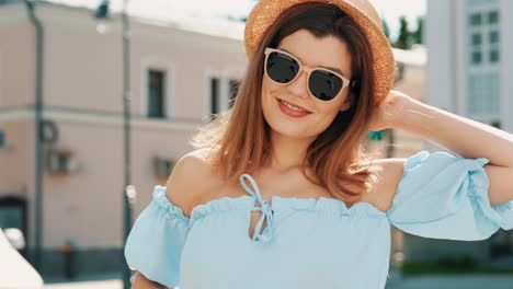 woman in a stylish summer outfit