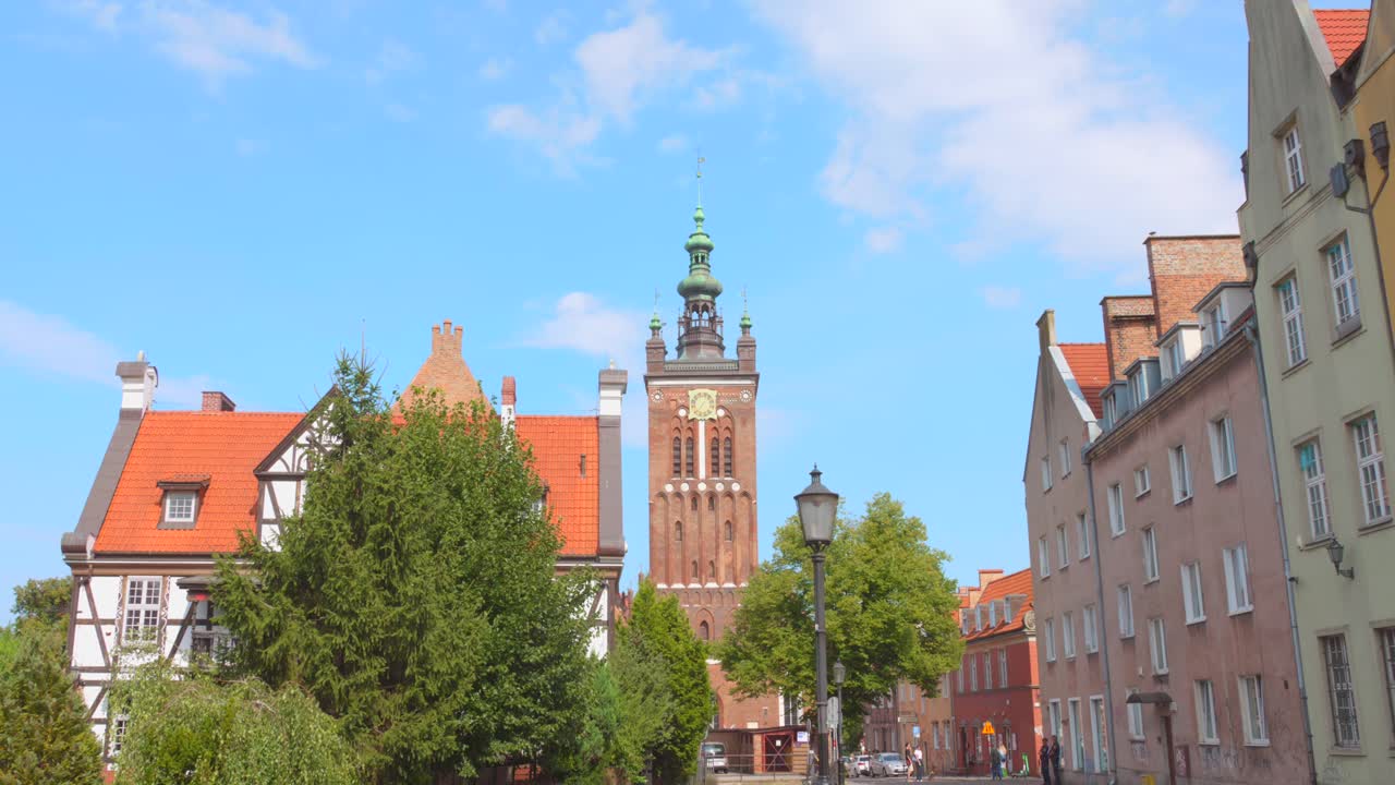 The charming architecture of Gdansk's Old Town under a bright summer sky