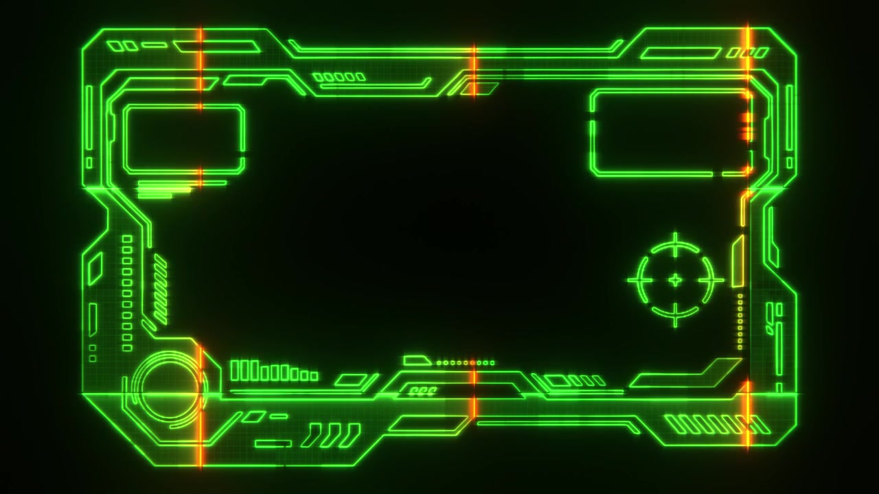 Neon Green Futuristic HUD Digital Interface Frame with Glowing Accents