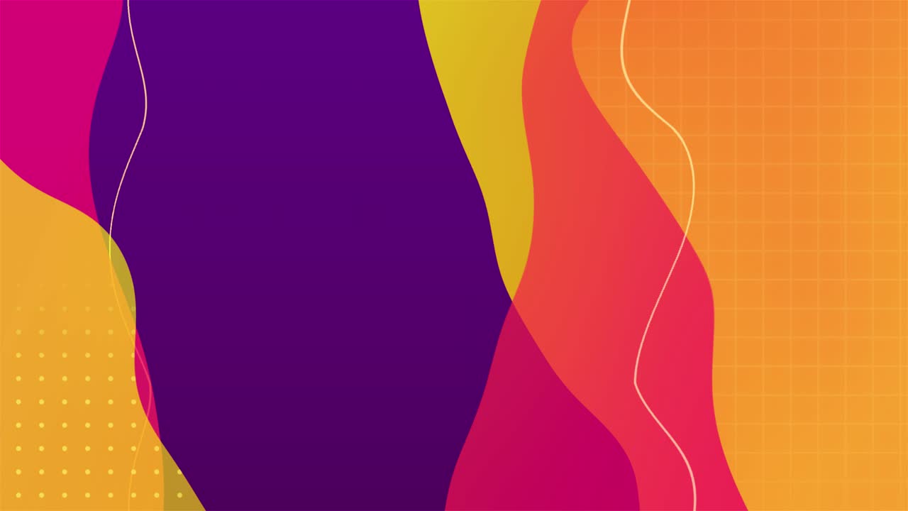 gradiente de color diseño de fondo de bucle abstracto creativo con formas onduladas y puntos. efecto líquido, estilo moderno de memphis. colores púrpura y amarillo.