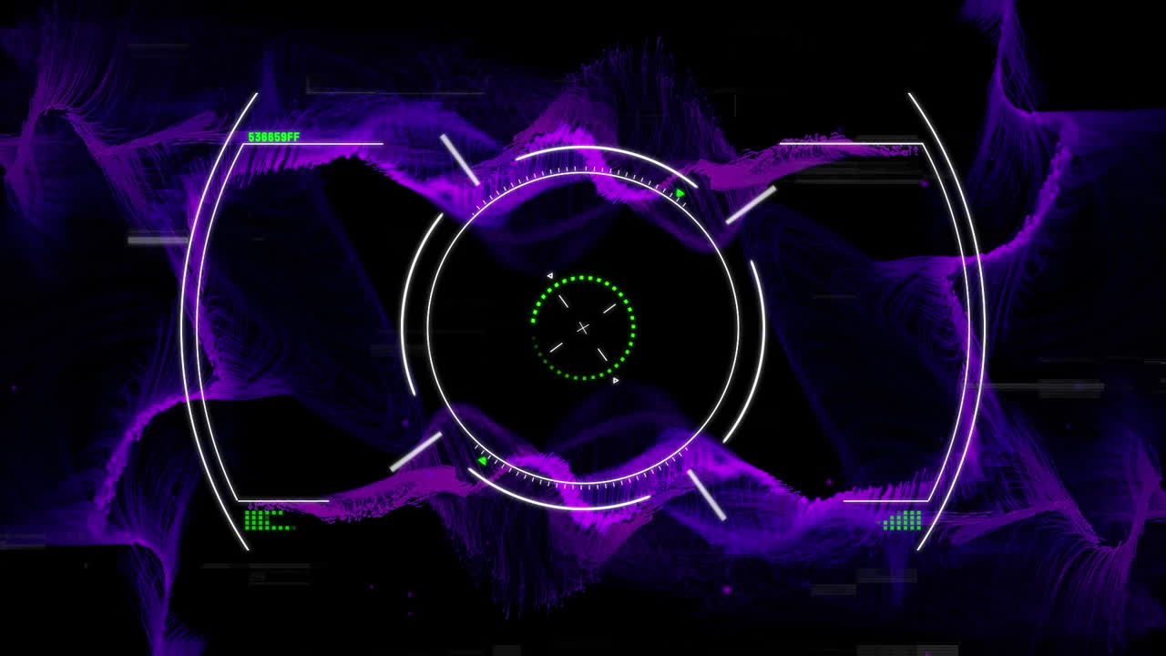 animación del escaneo del alcance sobre las manchas púrpuras