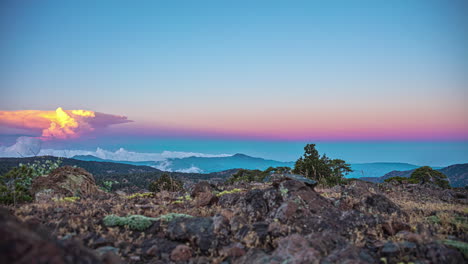 Golden-sunrise-cloudscape-as-seen-from-Mount-Olympos,-Cyprus---time-lapse