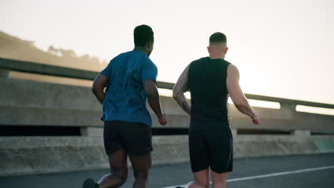 Friends,-running-and-workout-with-diversity