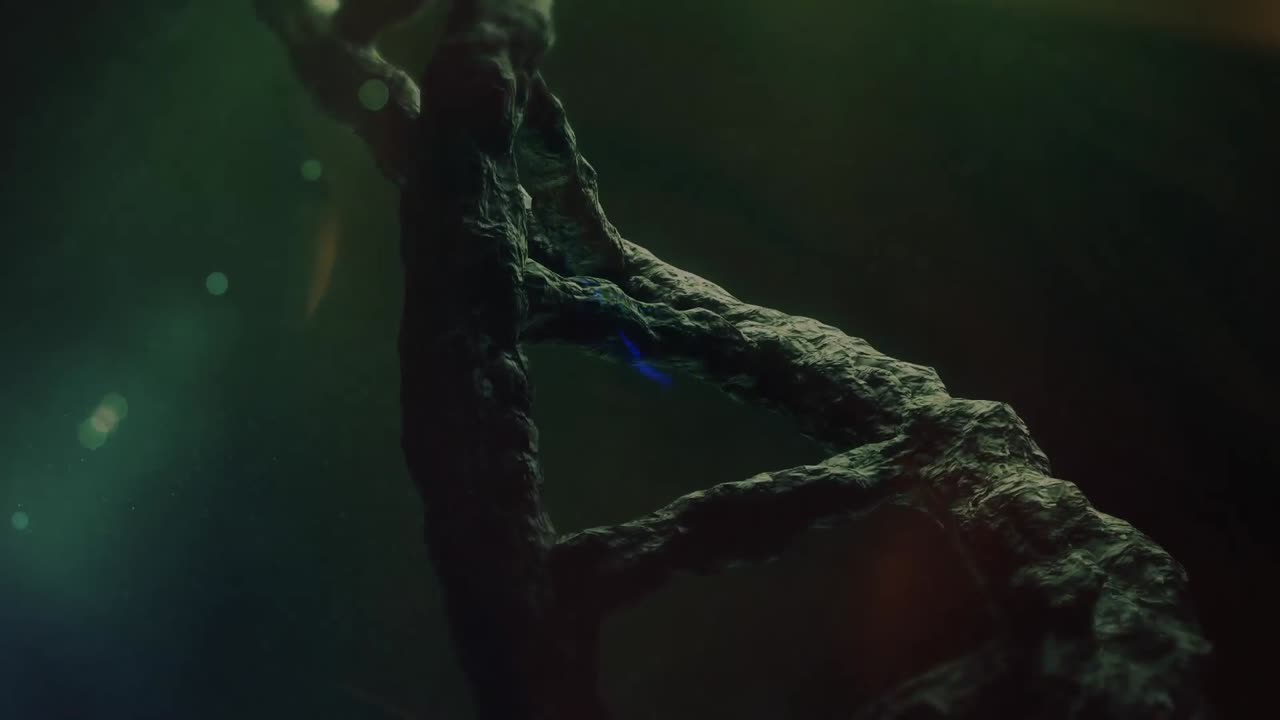 animación de una cadena de adn giratoria sobre un fondo oscuro