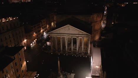the pantheon and piazza della rotonda at night in rome