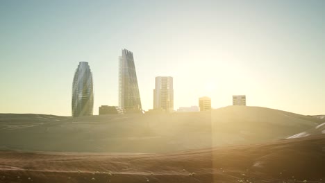city skyscrapes in desert