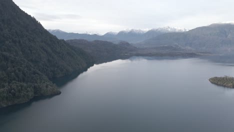 Aerial-shot,-Maihue-lake-in-south-of-Chile